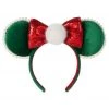 Disney Minnie Mouse Christmas Ear Headband With Pom And Sequin Bow For Adults